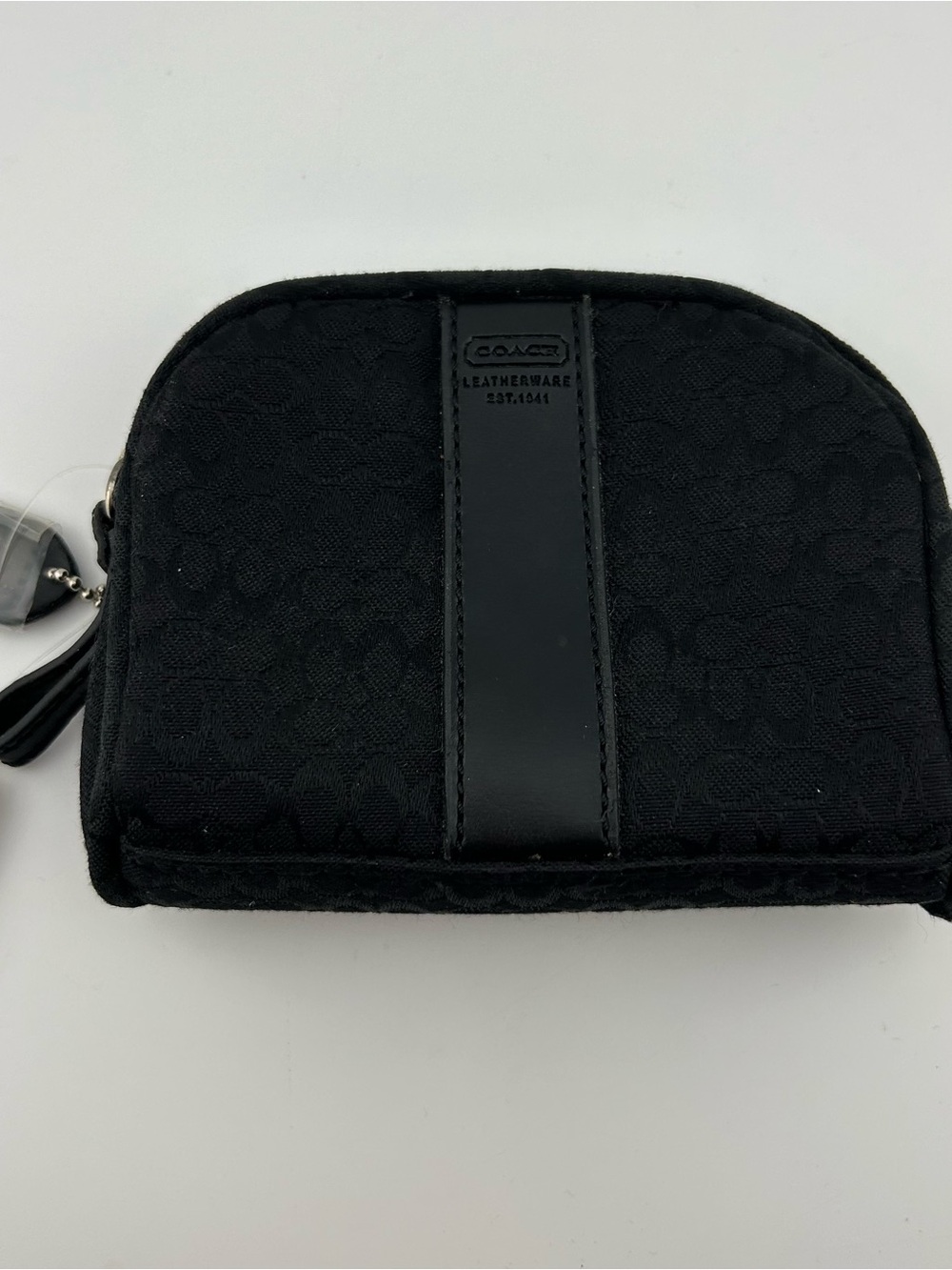NWT Coach Mini Sig Black Zip Cosmetic Pouch Canvas Leatherware Style 2310 - Picture 2 of 16